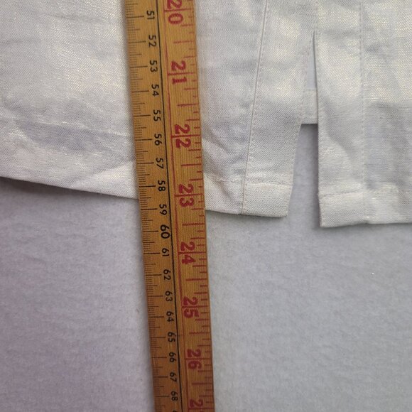 Clara Sunwoo Sleeveless Ruffle Button Front Top XL Ivory Linen Blend New - Picture 9 of 9